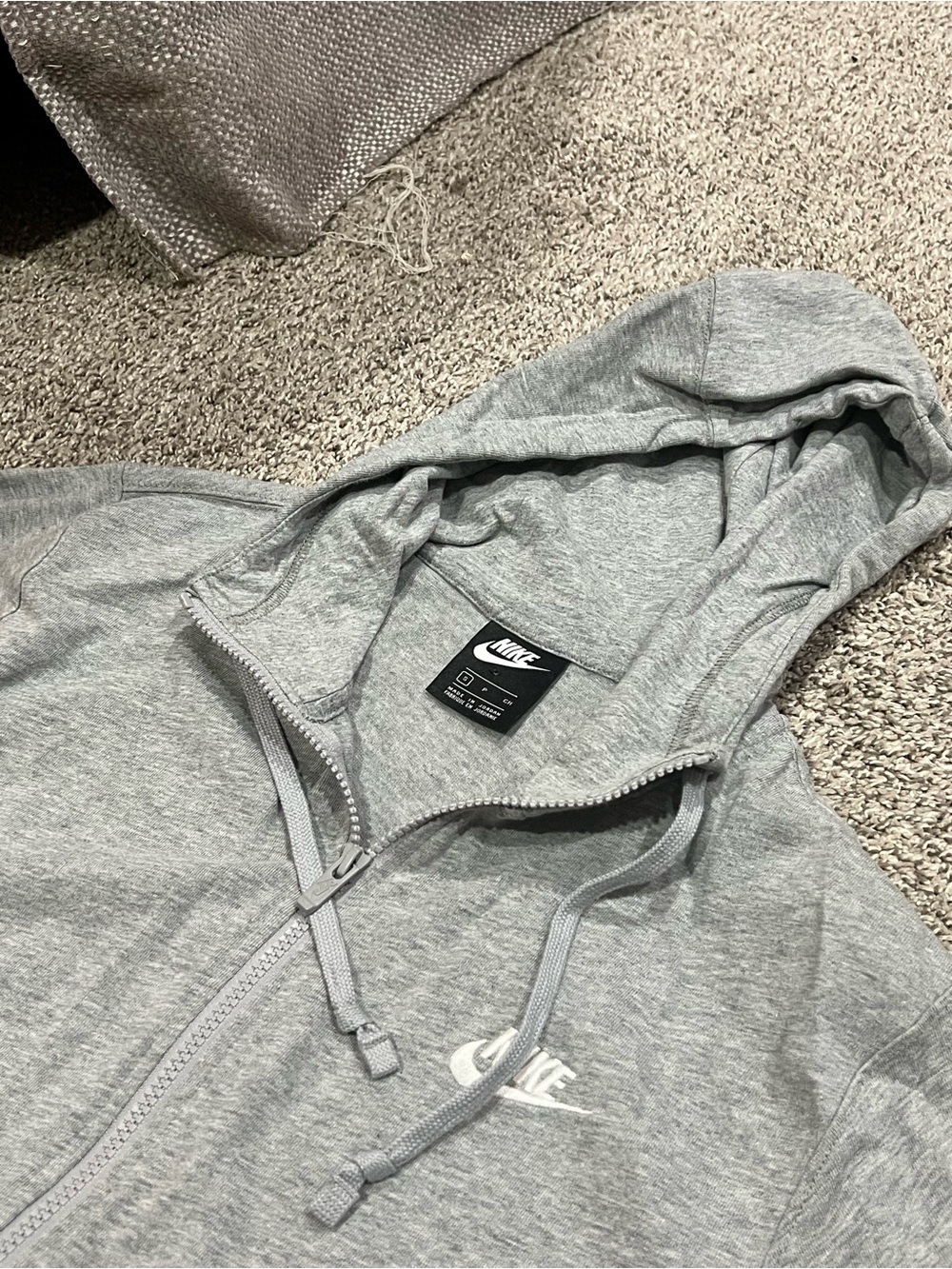 Nike Light Heather Gray Zip-Up Hoodie